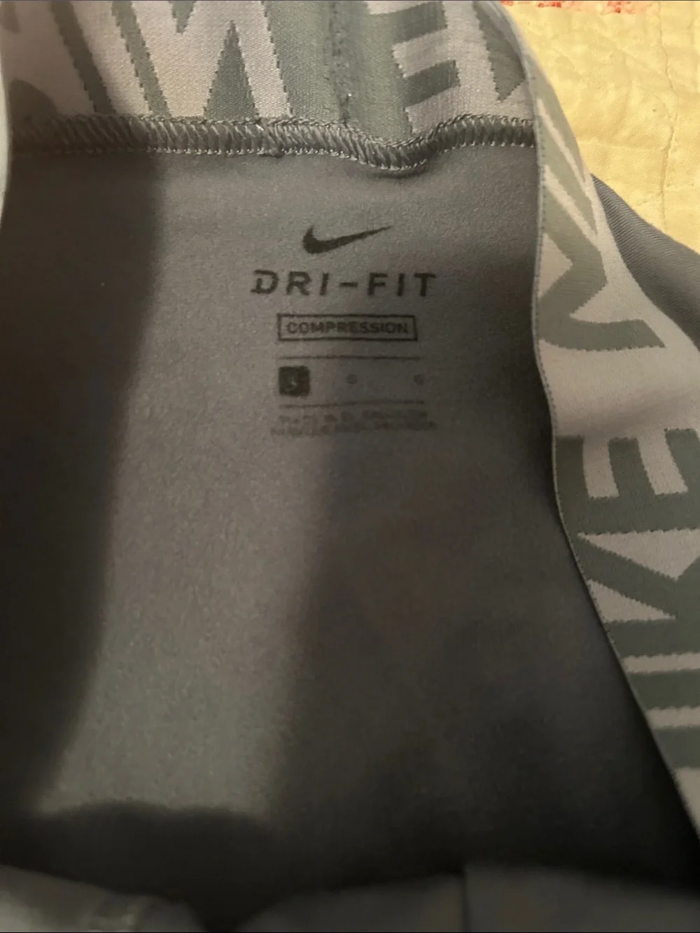 Nike Slate Gray Performance Tights with Silver Logo Waistband